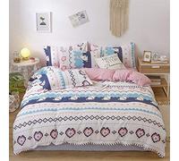 4 Piece Duvet Cover Sets, Nordic Style Print Microfiber Bedding Set with 1 Zipper Quilt Cover, 1 Flat Sheet and 2 Pillowcases for Bedroom Single King Size Bed