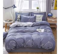 4 Piece Duvet Cover Sets, Nordic Style Print Microfiber Bedding Set with 1 Zipper Quilt Cover, 1 Flat Sheet and 2 Pillowcases for Bedroom Single King Size Bed