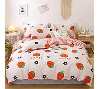 4 Piece Duvet Cover Sets, Nordic Style Print Microfiber Bedding Set with 1 Zipper Quilt Cover, 1 Flat Sheet and 2 Pillowcases for Bedroom Single King Size Bed