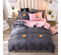 4 Piece Duvet Cover Sets, Nordic Style Print Microfiber Bedding Set with Zipper Quilt Cover, Flat Sheet and Pillowcases for Bedroom Single King Size Bed