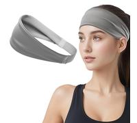 4 Piece Elastic Breathable Running Headband for Men Women,Wide Exercise Sweat Bands Headbands Men for Sports Workout (Gray)