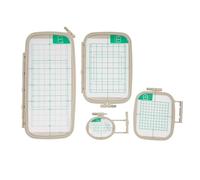 4-Piece Embroidery Hoop Set for Brother Machines, Compatible with PE900 SE1900 PE770 PE800, Small to Extra-Large Sizes, Plastic Snap-On Hoops with Adjustment Screws for Fabric