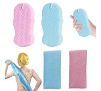 4-Piece Exfoliating Sponge Set, 2 Exfoliating Towels and 2 3D Bath Sponges for Sponges Shower, Sponges Bath Exfoliating Sponge for Adults and Youth, Exfoliating Shower Towel