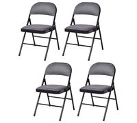 4-Piece Fabric Folding Chairs Simple Camp Stool with Steel Frame