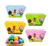 4 Piece Felt Easter Basket Set - Colorful Storage Baskets For Egg Quest, Candy And Party Decoration | Reusable Felt Easter Eggs Hunting Basket For Kids, Party Gifts And Festive Spring Gift