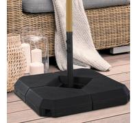 4-Piece Fillable Parasol Base w/ Steel Cross Base Garden Umbrella Stand Weight Umbrella Sand Water Plastic Black