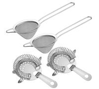 4-Piece Fine Mesh Strainer Set, Stainless Steel Cocktail Strainer and Conical Sieve for Filtering Cocktails, Coffee, Tea, Juice, Washing Rice, Sieving Flour, Kitchen and Bar Accessories