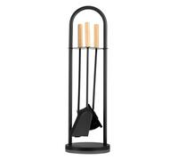 4 Piece Fireplace Tools Set Indoor Outdoor - Fireplace Accessories Set with Poker, Brush, Shovel, and Stand - Fire Tools for Fire Places, Firepits, and Woodstoves by Lavish Home (Black)