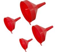 4 Piece Fixed Spout Funnel Set - 77mm 96mm 113mm & 138mm Funnels - Hanging Tabs