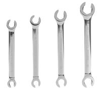 4 Piece Flare Nut Spanner Set, Double End Open Ring Spanner Set, Brake Line Spanners Wrench Sets, Metric, 9x11mm, 10x12mm, 13x14mm, 15x17mm for Machinery Servicing