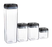 4 Piece Flip Lock Plastic Food Storage Containers Set Argon Tableware Black One Size