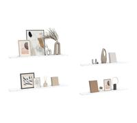 4 Piece Floating Wall Shelf Set Engineered Wood Display Storage Shelves