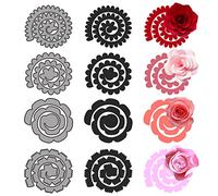4 Piece Floral Pattern Cutting Dies Set, 3D Petal and Leaf Shape Die for Scrapbooking, Photo Albums, Cardstock, Embossing Decoration