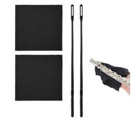 4 Piece Flute Cleaner Set, Flute Cleaner Recorder, Flute Cleaning Set, 2 Pieces Cleaning Cloths with 2 Flute Cleaning Rods, Flute Cleaner Recorder for the Care of Your Instrument (Black)