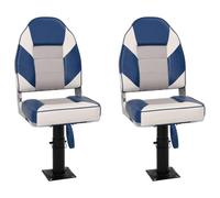 4 Piece Folding High Back Boat Seat Set Adjustable Aluminium Construction Waterproof PVC and PU Fits Sailing Boat Dinghy Yacht Catamaran Water Sports