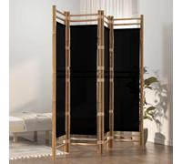 4-Piece Folding Screen Made of Bamboo and Canvas, 160 x 180 cm, Freestanding, Opaque, Ideal as a Room Divider, Privacy Screen, Divider for Living Room, Office, Garden, Indoor and Outdoor Use