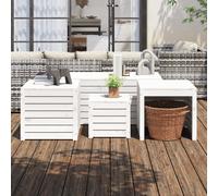 vidaXL 4 Piece Garden Box Set White Solid Wood Pine, White