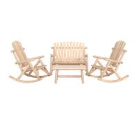 4 Piece Garden Lounge Set Solid Wood Spruce Berkfield Home Brown One Size