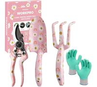 4-Piece Garden Tool Set - Pruner, Trowel, Gloves, Stainless Steel