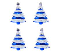 4 Piece Glitter Bauble Christmas Tree Ornaments - 9 x 6 CM, Blue
