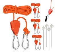 4-Piece Guy Ropes Set, 4 m Adjustable Rope Ratchet with Robust Hooks, 4 mm High-Strength Wind Protection Rope for Awnings, Tents, Awnings, Reflective Tent Cord