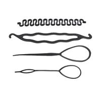 4-Piece Hair Braiding Kit for Women - Bun Maker Ponytail Loops Styling Rings & Tools Lightweight Wedding/Party