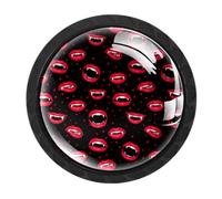 4 Piece Halloween Vampire Black Drawer Knobs, Cabinet Knob | Cabinet Hardware, Round Dresser Drawer Handle Pulls, Glass Knobs for Kitchen, Bathroom, Wardrobe, Closet, Cupboard