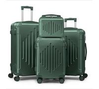 4 Piece Hardshell Luggage Set with Corner Protectors, Green, 30cm/51cm/61cm/71cm, 360 Spinner Wheels, Lightweight Travel Suitcase