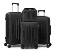 4 Piece Hardside Luggage Set with Corner Guards, 360° Spinner Wheels, Lightweight Suitcases, Black, 30cm/51cm/61cm/71cm