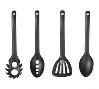 4 Piece Heat Resistant Nylon Utensils Slotted Spoon Solid Spoon Spatula Skimmer for Non Pans and Everyday Meal Preparation