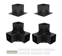 4-Piece Heavy-Duty 4x4 Pergola Bracket Kit - Rust-Resistant Carbon Steel, 3-Way Right-Angle Corner Brackets for Outdoor Pergolas, Patio Covers & Sheds