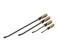 Loops 4 Piece Heavy Duty Angled Pry Bar Set - Hammer Caps - Hardened Steel - Soft Grip in Metallics Loops Metallics