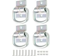 4 -Piece Heavy Duty D-Ring Tie Down Anchors, Galvanized Steel Cargo Lashing Ring with Mounting Bracket & Hardware for Trailers, Trucks, Boats, Kayak Securement