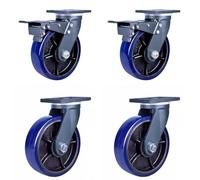 4-Piece Heavy Duty Industrial Casters Set - 1000kg Capacity 8in (200mm) Swivel & Brake TPR Wheels for Workbench/Transport - Non-Slip Design Perfect for Mobility