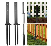 4 Piece Heavy Duty Metal Fence Post Repair Kit Steel Anchors For Wood Posts