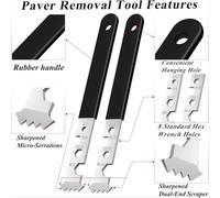 4-Piece Hex Wrench Brick-Pry Tool Set for Paver Removal - High-Carbon Steel Paver Lifter with Double & Single Hooks, Galvanized Finish, Non-Slip Rubber Handle,