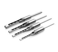 4-Piece High-Speed Steel Square Hole Mortising Chisel Set for Woodworking - Hollow Chisels for Mortising Machines, Drill Press, and Joinery Tasks