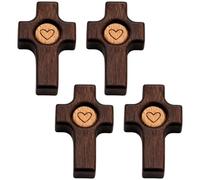 4-Piece Holding Cross, Black Walnut Wooden Cross, 5x3cm Pocket Size for Prayer and Meditation