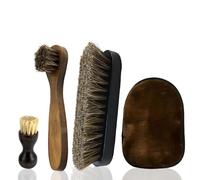 4-Piece Horse Hair Shoe Brush Set for Leather Care, Shoe Polish Brushes, Ideal for Polishing Dress Shoes, Car Seats and Designer Accessories, Includes Brown and Black Brushes