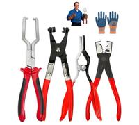 4 Piece Hose Clamp Set, Professional Hose Clamp Set, Pipe Clamp Set Including Bolt Cutters, Crimping Pliers, Cutting Pliers and Wire Strippers for Wiring, Electrical Repair, Automotive