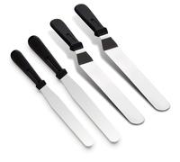 4-Piece Icing Spatula, Offset Spatula Set with 6", 8" Blade, Professional Stainless Steel Scraper Set, Angled & Straight Palette Knife, Stainless Steel Blades with Plastic Handles for Cake Decorating