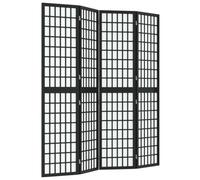 4-Piece Japanese Style Folding Screen 160 x 170 cm Black Privacy Screen Room Divider Foldable Partition Wall Freestanding for Living Room Bedroom Office