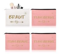 4 Piece JGA Bag Set Team Bride Make Up Bag Set White Bridal Bag Pink JGA Accessories Women Gym Bag Team Bride 22 x 15 cm for Wedding Stag Night Party