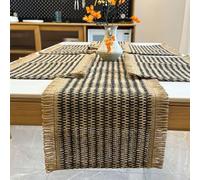 4 piece jute dining mats designed to shield tables from heat and scratches, perfect for restaurant use and home kitchen dining settings (black)