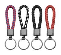 4-Piece Keychain, Woven Leather Key Ring, Simple Key Chain Ring, Car Key Pendant, Unisex.