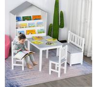4-Piece Kids Table and Chair Set with 2 Wooden Chairs