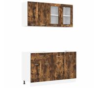 vidaXL Kitchen Unit Lyon 4 pcs Smoked Oak Engineered Wood