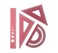 4 Piece Lightweight Aluminum Ruler Set with Anti-Slip Edge, Accurate Measurement, Precision Math Ruler Set