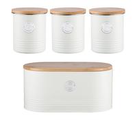 4-Piece Living Tea Coffee Sugar & Bread Bin Set Cream