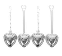 4-Piece Loose Tea Infuser, Tea Strainer for Loose Tea, Heart-Shaped Tea Filter Set with Long Handles, Stainless Steel Tea Strainers and Filters for Daily Brewing at Home or Office
